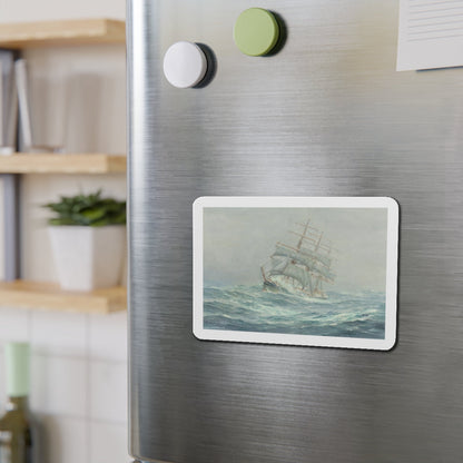 Clipper Ship in Rough Seas (Magazine Illustration) Refrigerator Magnet-The Sticker Space