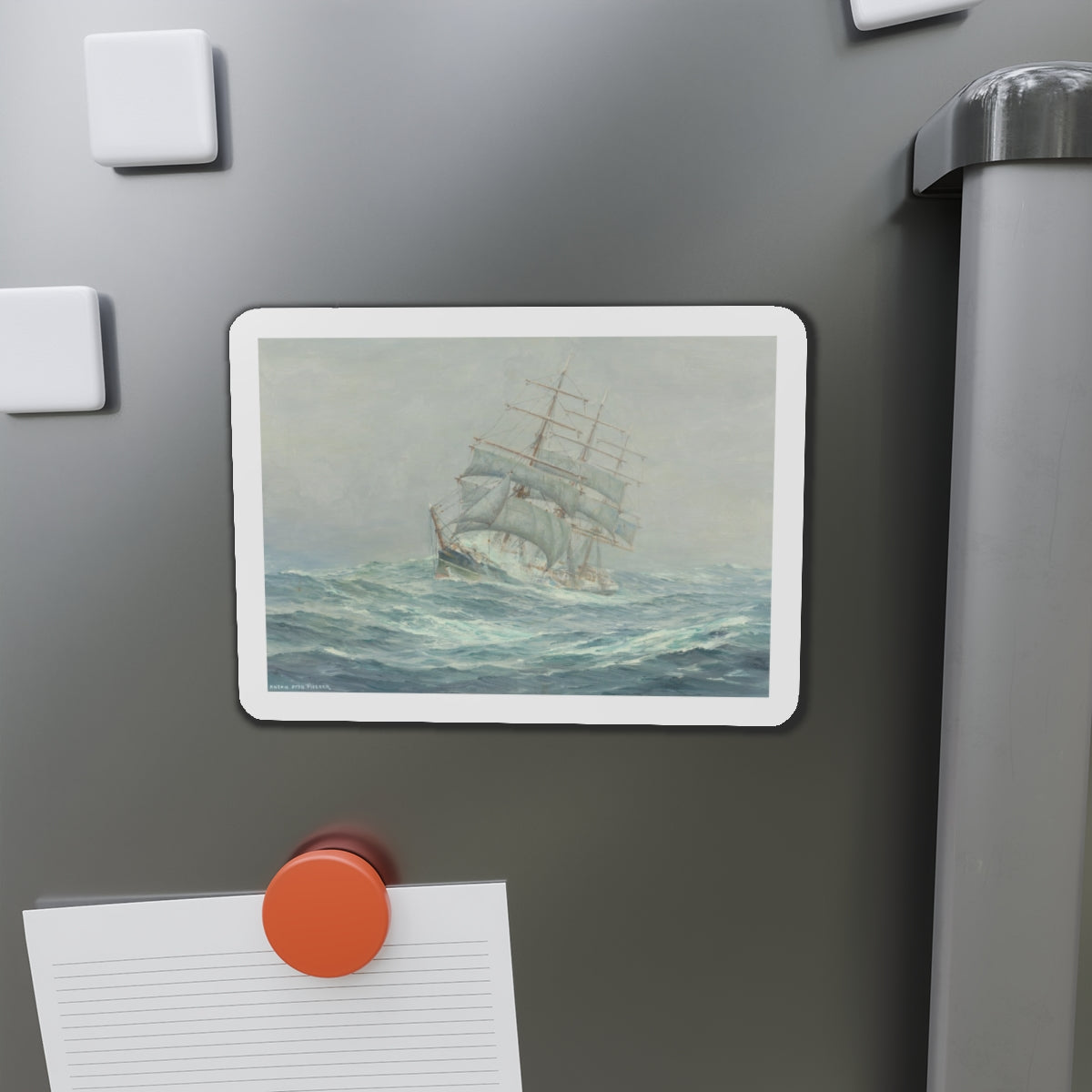 Clipper Ship in Rough Seas (Magazine Illustration) Refrigerator Magnet-The Sticker Space