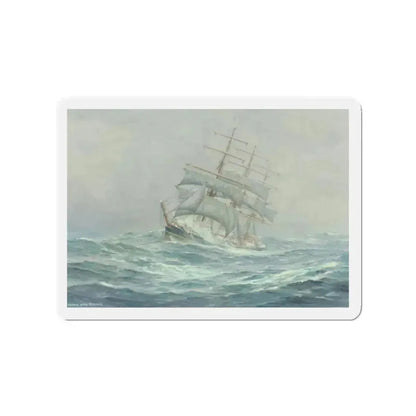 Clipper Ship in Rough Seas (Magazine Illustration) Refrigerator Magnet 2 Inch Die-Cut - The Sticker Space