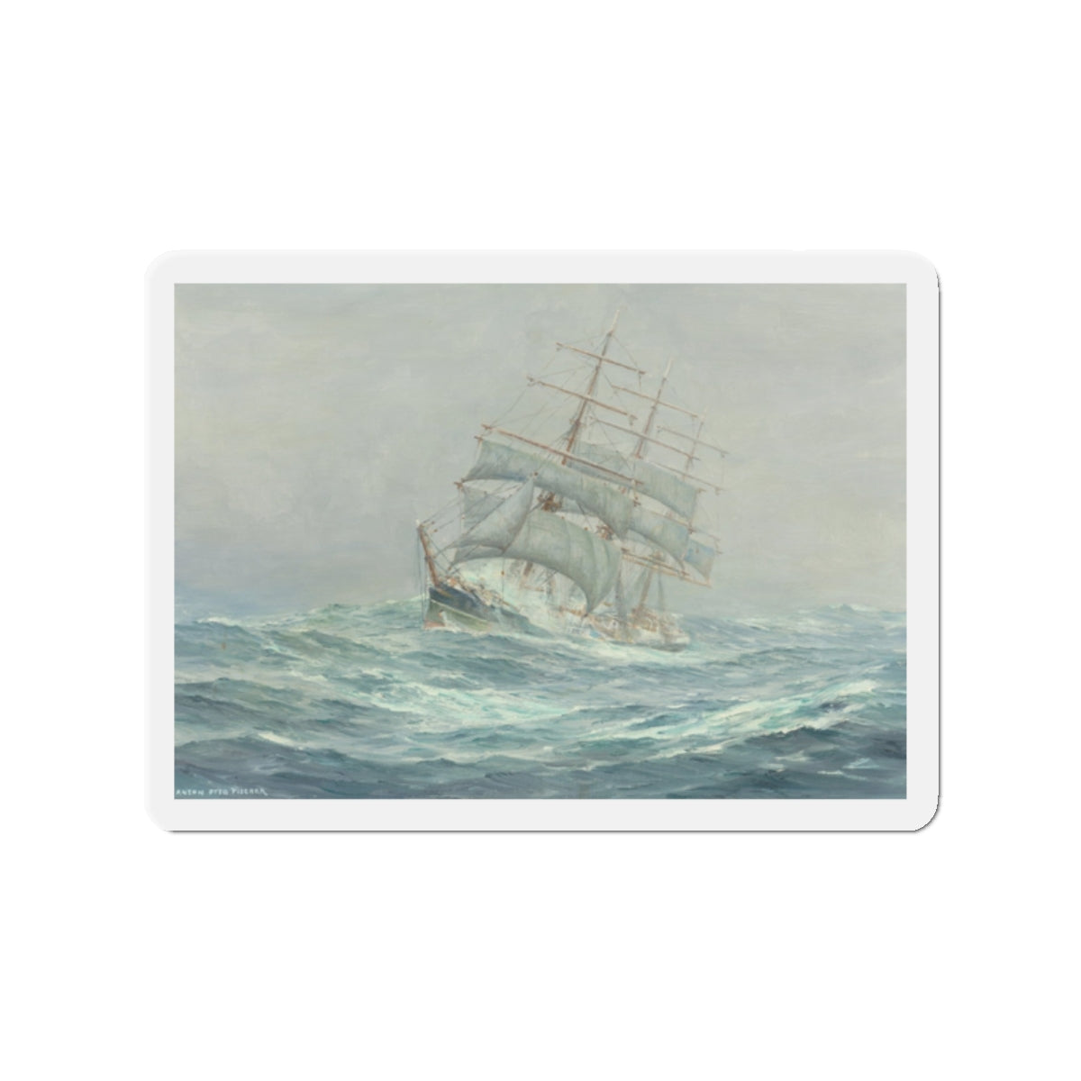 Clipper Ship in Rough Seas (Magazine Illustration) Refrigerator Magnet-2" x 2"-The Sticker Space