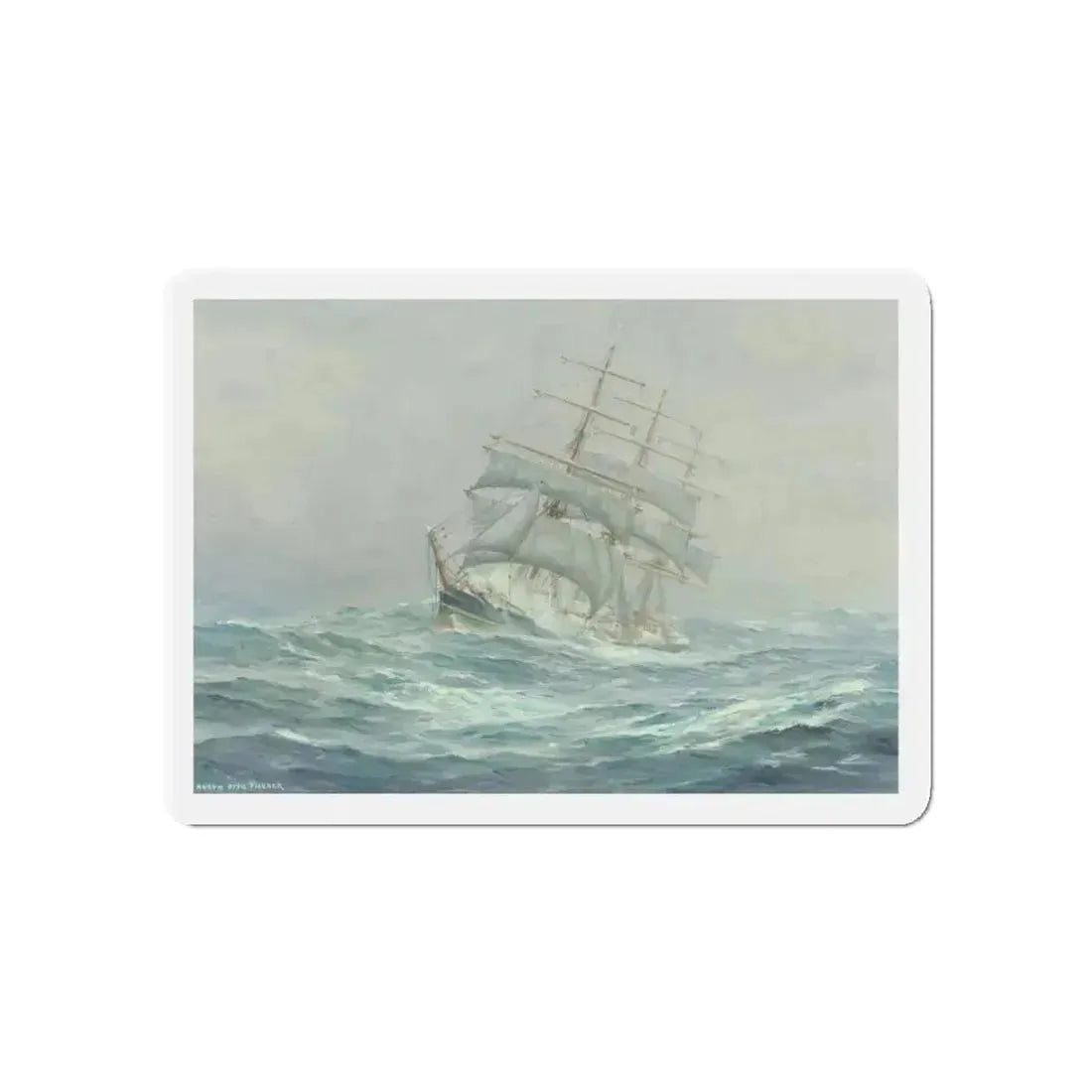 Clipper Ship in Rough Seas (Magazine Illustration) Refrigerator Magnet 3 Inch Die-Cut - The Sticker Space