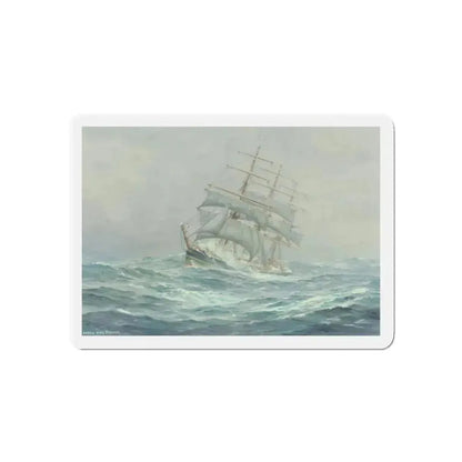 Clipper Ship in Rough Seas (Magazine Illustration) Refrigerator Magnet 3 Inch Die-Cut - The Sticker Space