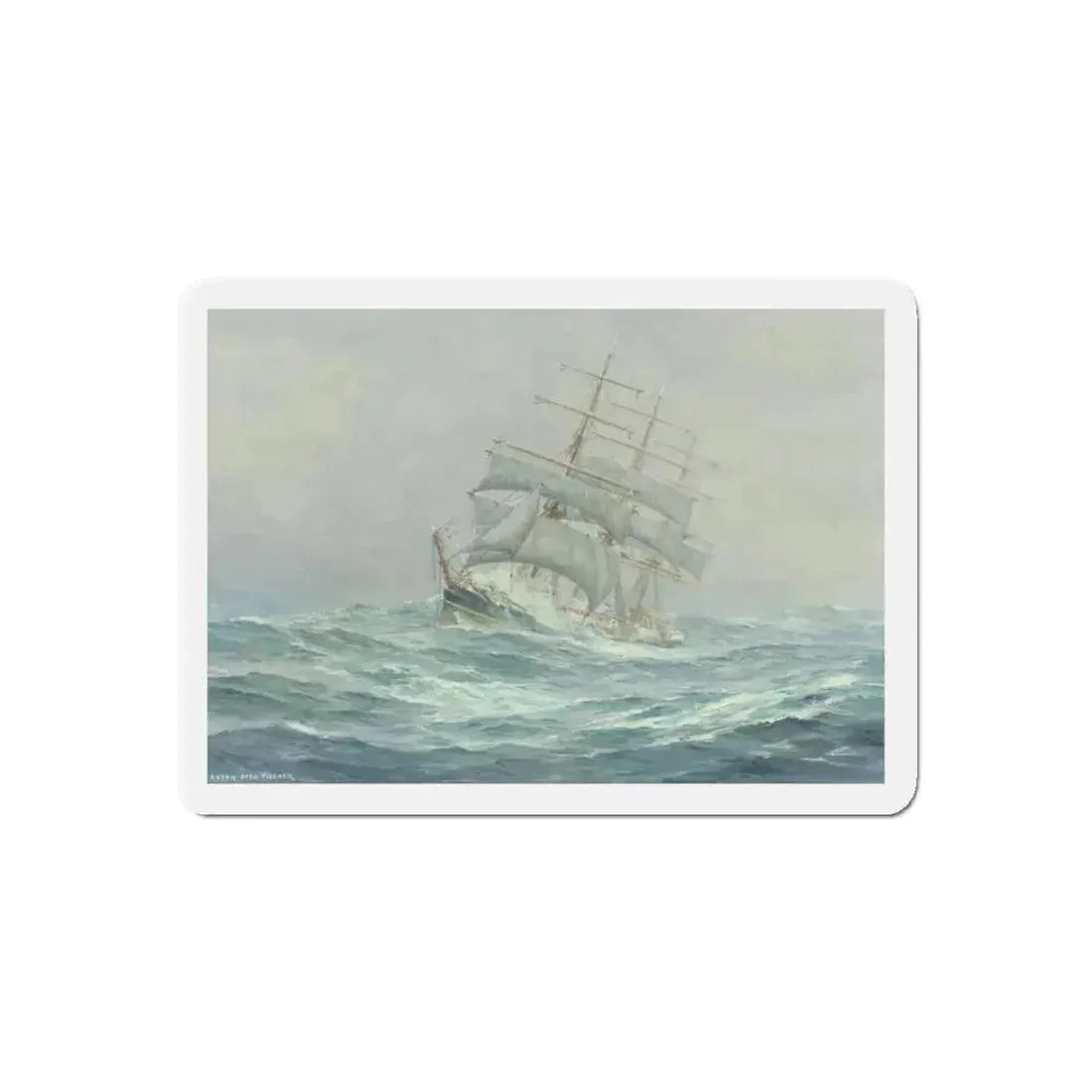 Clipper Ship in Rough Seas (Magazine Illustration) Refrigerator Magnet 5 Inch Die-Cut - The Sticker Space