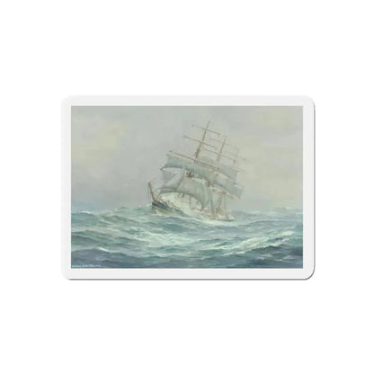 Clipper Ship in Rough Seas (Magazine Illustration) Refrigerator Magnet 5 Inch Die-Cut - The Sticker Space