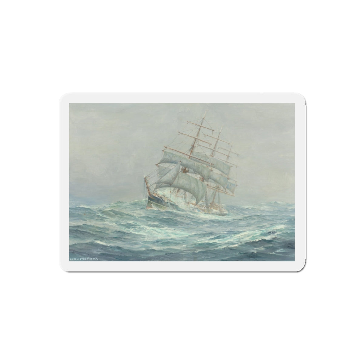 Clipper Ship in Rough Seas (Magazine Illustration) Refrigerator Magnet-5" x 5"-The Sticker Space