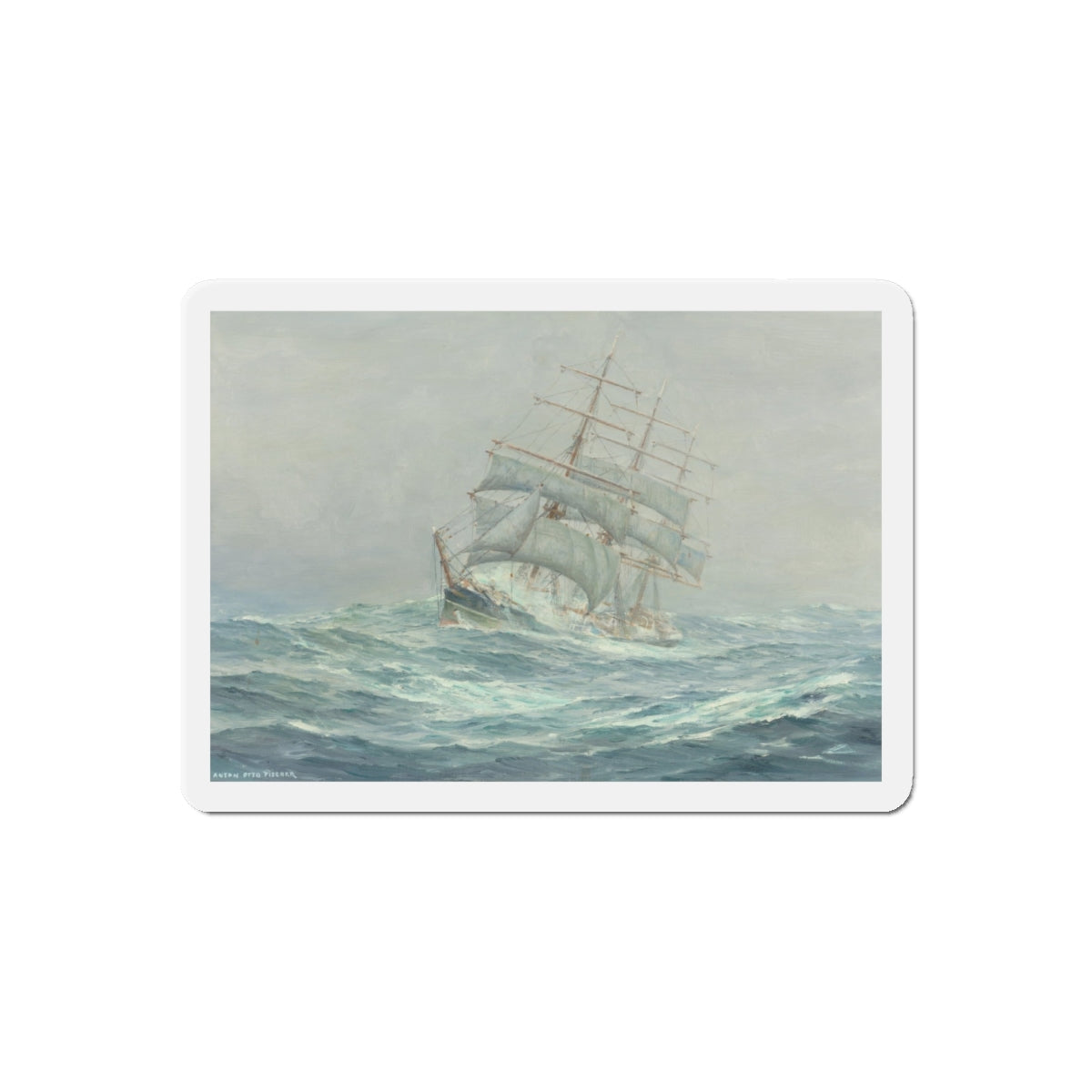 Clipper Ship in Rough Seas (Magazine Illustration) Refrigerator Magnet-6" × 6"-The Sticker Space