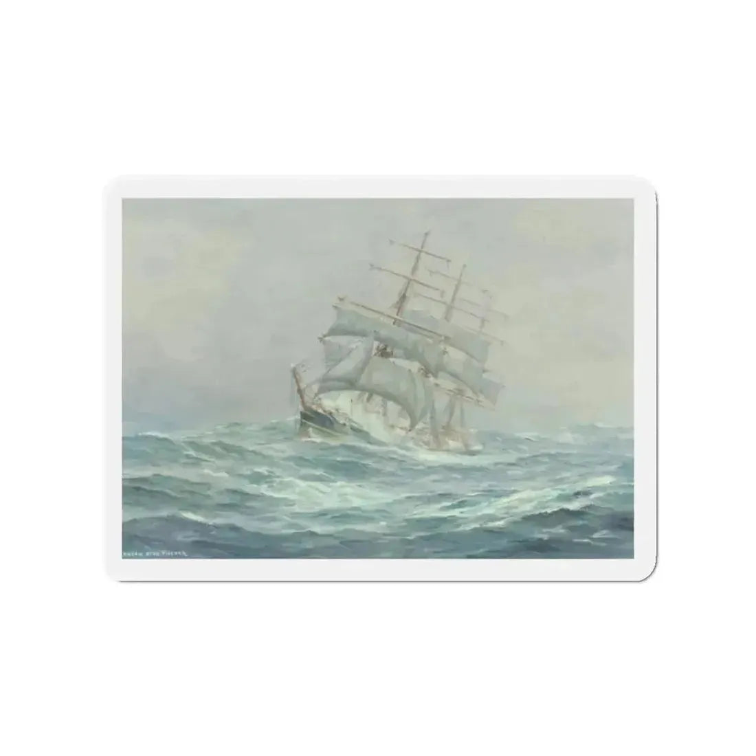 Clipper Ship in Rough Seas (Magazine Illustration) Refrigerator Magnet - The Sticker Space