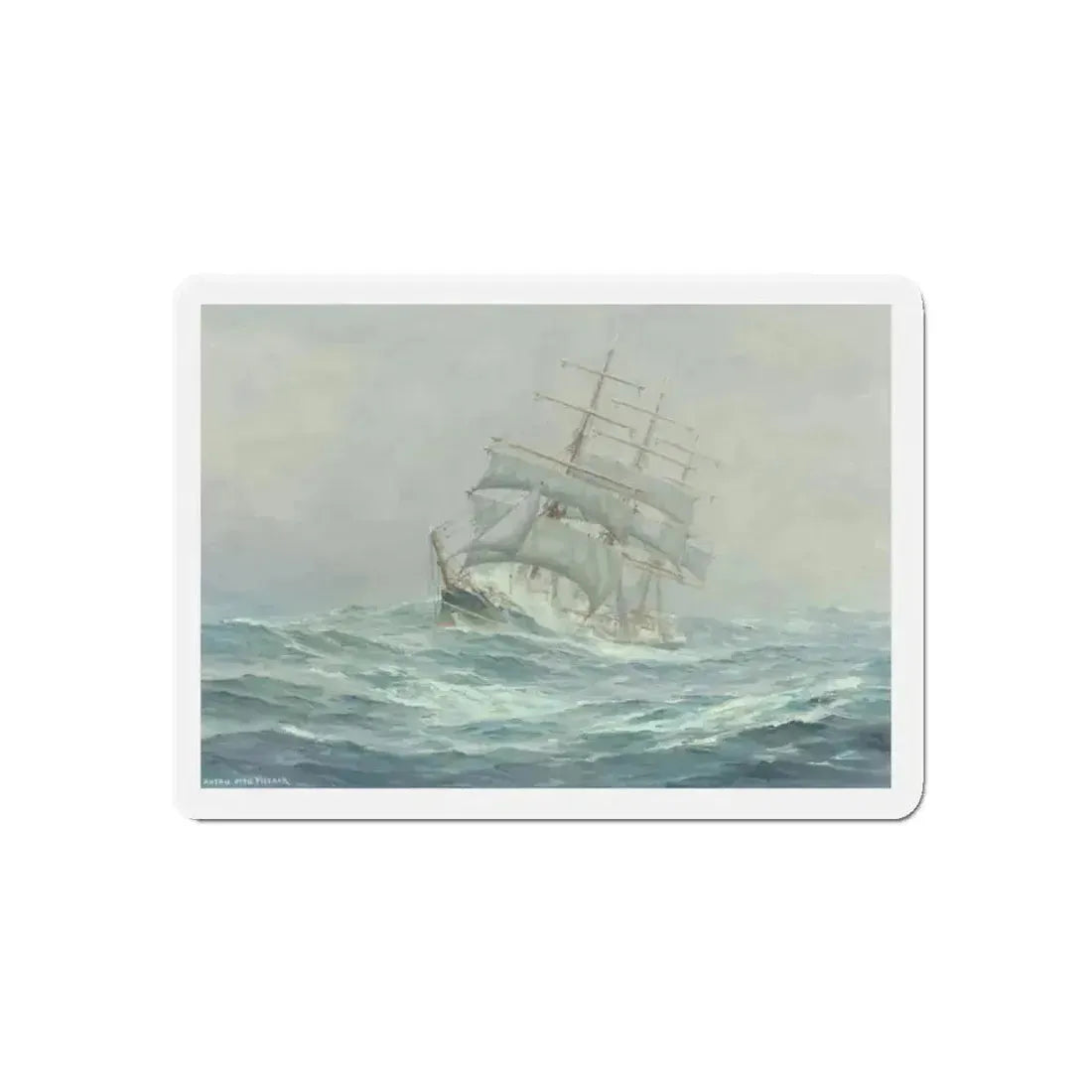 Clipper Ship in Rough Seas (Magazine Illustration) Refrigerator Magnet - The Sticker Space