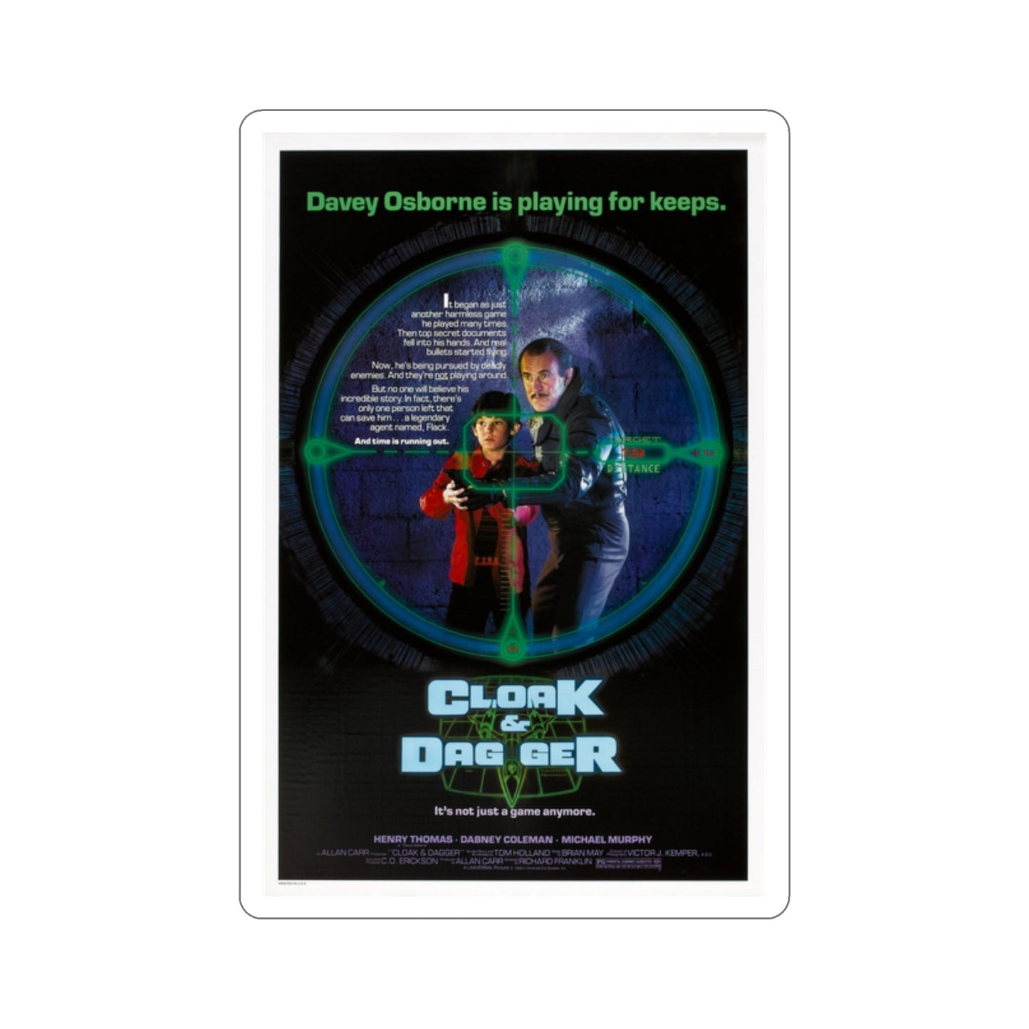 Cloak & Dagger 1984 Movie Poster STICKER Vinyl Die-Cut Decal-2 Inch-The Sticker Space