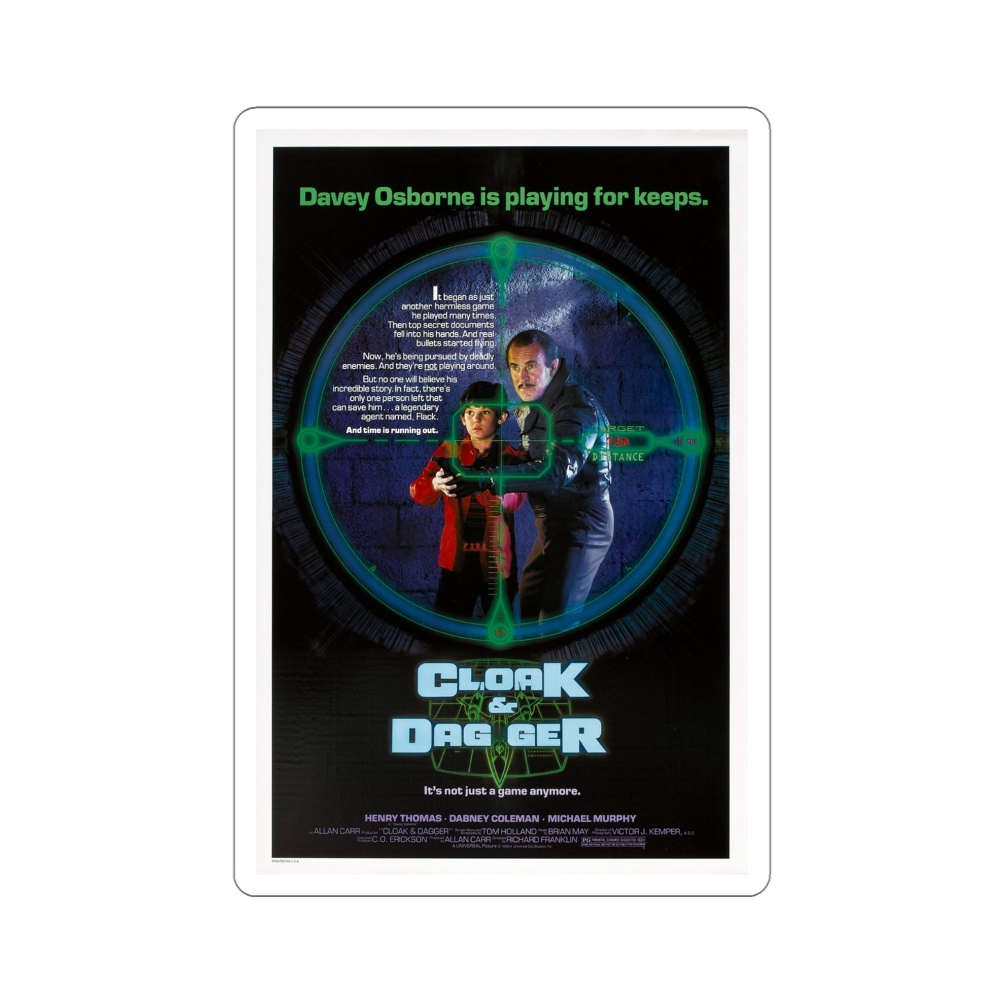 Cloak & Dagger 1984 Movie Poster STICKER Vinyl Die-Cut Decal-5 Inch-The Sticker Space