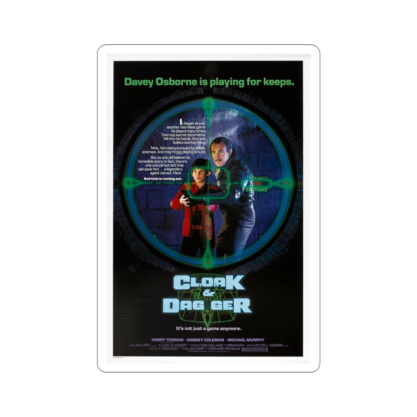 Cloak & Dagger 1984 Movie Poster STICKER Vinyl Die-Cut Decal-6 Inch-The Sticker Space