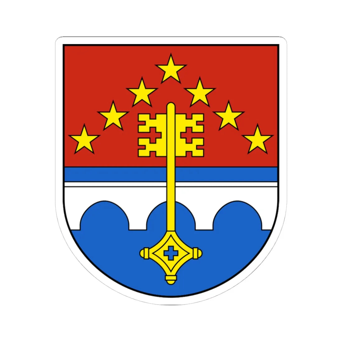 ClosDuDoubs-blazon (Switzerland) (Coat of Arms) STICKER Vinyl Kiss-Cut Decal 4 Inch White - The Sticker Space