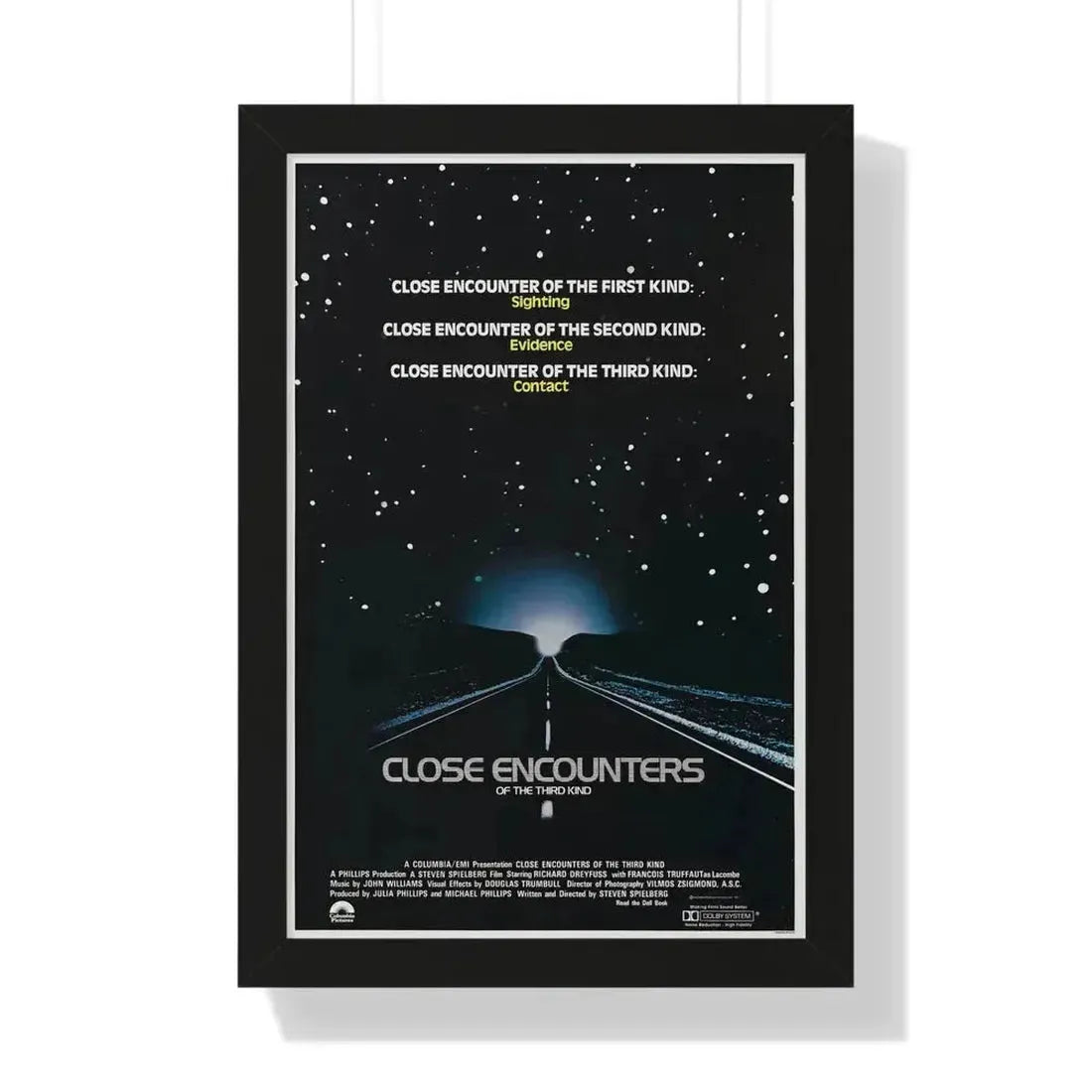 CLOSE ENCOUNTERS OF THE THIRD KIND (teaser) 1977 - Framed Movie Poster 16″ x 24″ Black - The Sticker Space