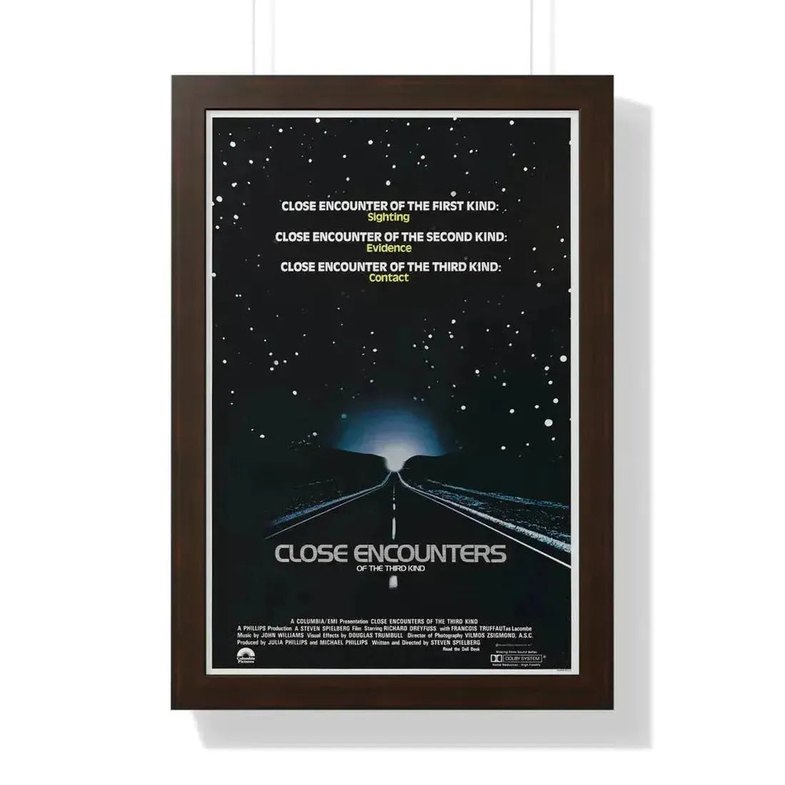 CLOSE ENCOUNTERS OF THE THIRD KIND (teaser) 1977 - Framed Movie Poster 16″ x 24″ Walnut - The Sticker Space