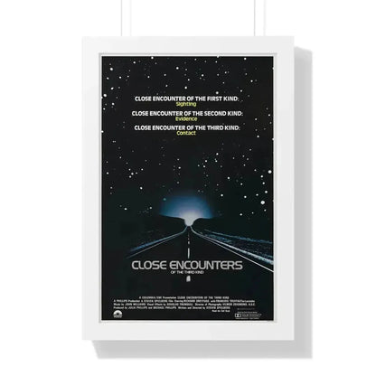 CLOSE ENCOUNTERS OF THE THIRD KIND (teaser) 1977 - Framed Movie Poster 16″ x 24″ White - The Sticker Space