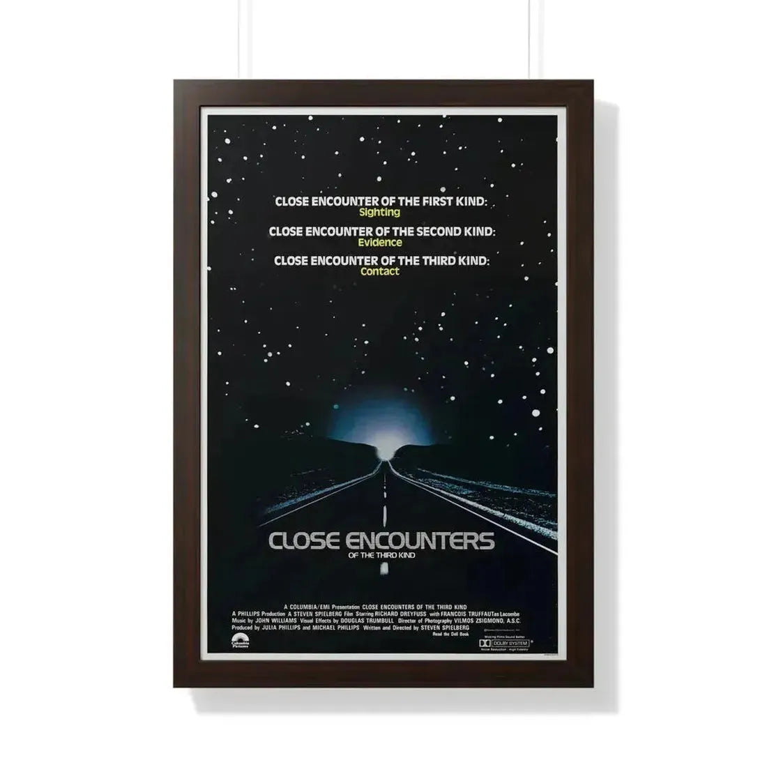 CLOSE ENCOUNTERS OF THE THIRD KIND (teaser) 1977 - Framed Movie Poster 20" x 30" Walnut - The Sticker Space