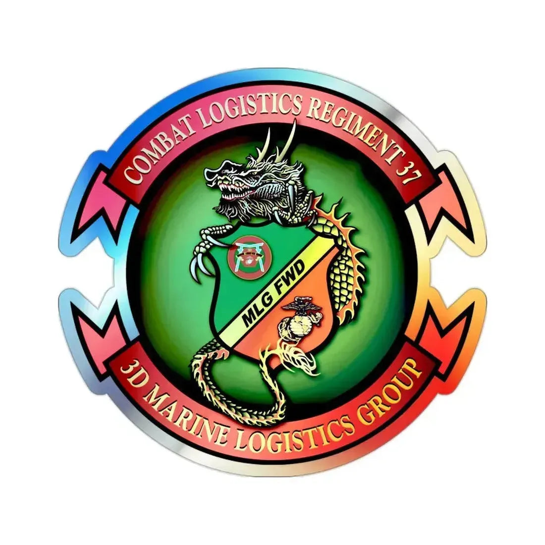 CLR 37 (USMC) Holographic STICKER Die-Cut Vinyl Decal 2 Inch Holographic - The Sticker Space