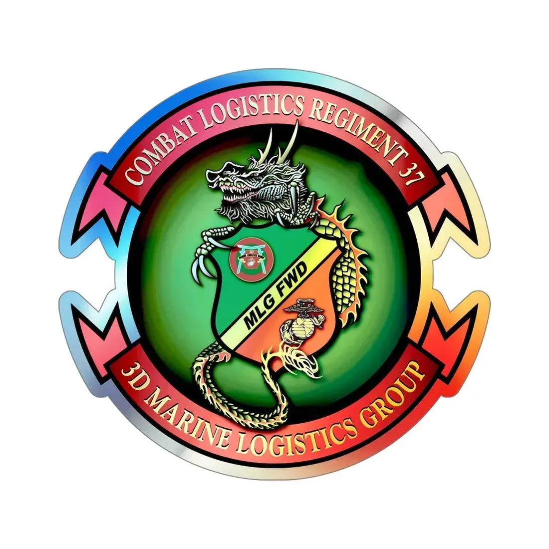 CLR 37 (USMC) Holographic STICKER Die-Cut Vinyl Decal 5 Inch Holographic - The Sticker Space