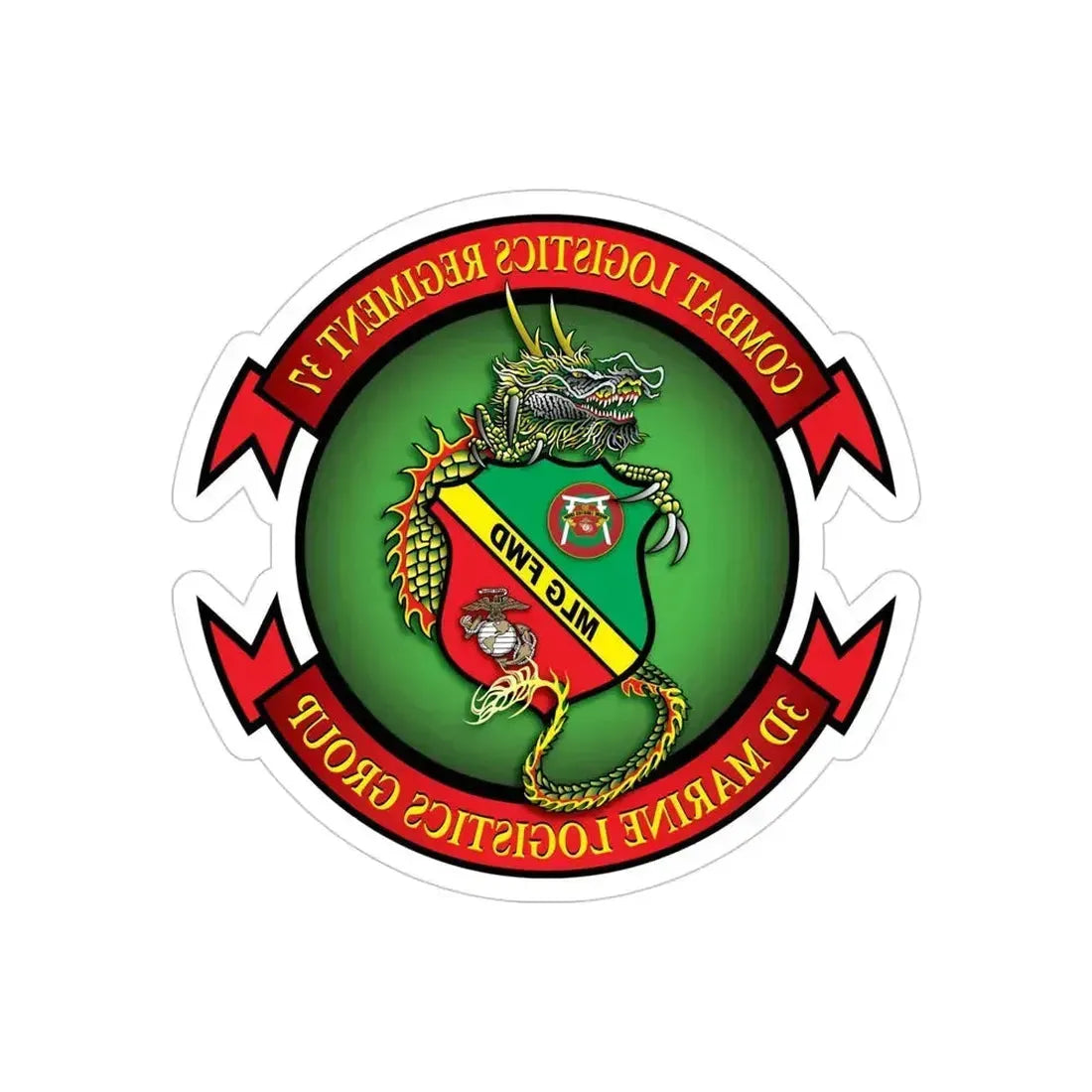CLR 37 (USMC) REVERSE PRINT Transparent Die-Cut STICKER 5 Inch Die-Cut Transparent - The Sticker Space