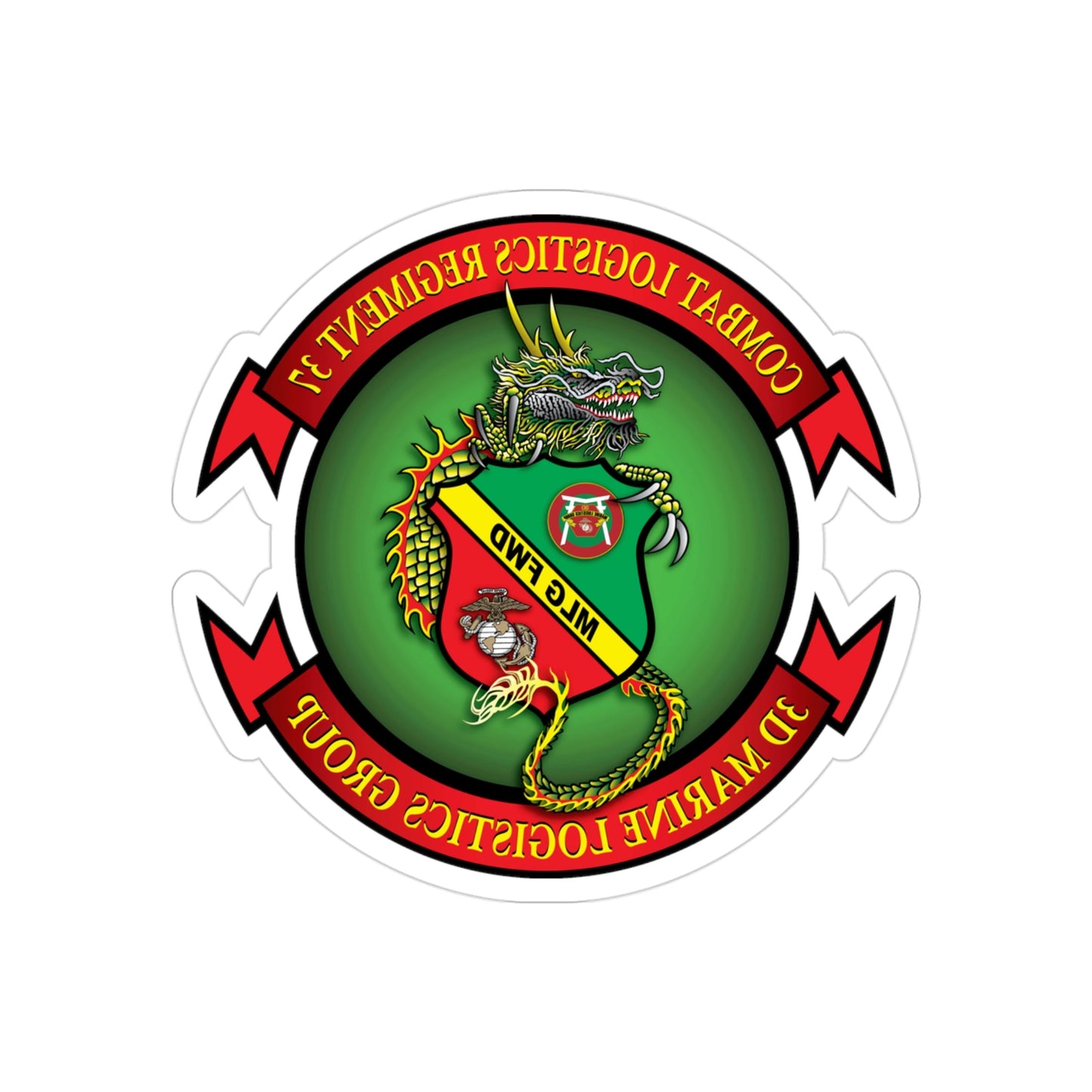 CLR 37 (USMC) REVERSE PRINT Transparent STICKER-3" × 3"-The Sticker Space