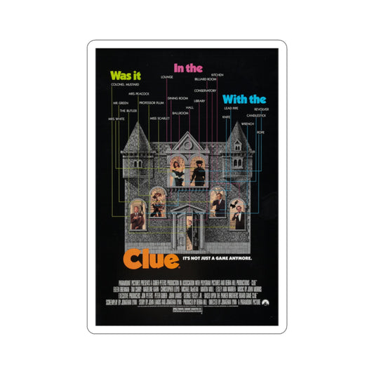 Clue 1985 Movie Poster STICKER Vinyl Die-Cut Decal-2 Inch-The Sticker Space