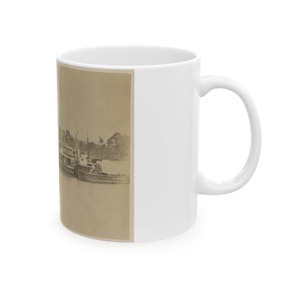 Cluster Of Supply Boats At A Pontoon Bridge (U.S. Civil War) White Coffee Mug