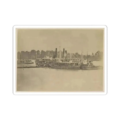 Cluster of Supply Boats at a Pontoon Bridge (U.S. Civil War) STICKER Vinyl Kiss-Cut Decal 2 Inch White - The Sticker Space