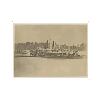 Cluster of Supply Boats at a Pontoon Bridge (U.S. Civil War) STICKER Vinyl Kiss-Cut Decal 4 Inch White - The Sticker Space