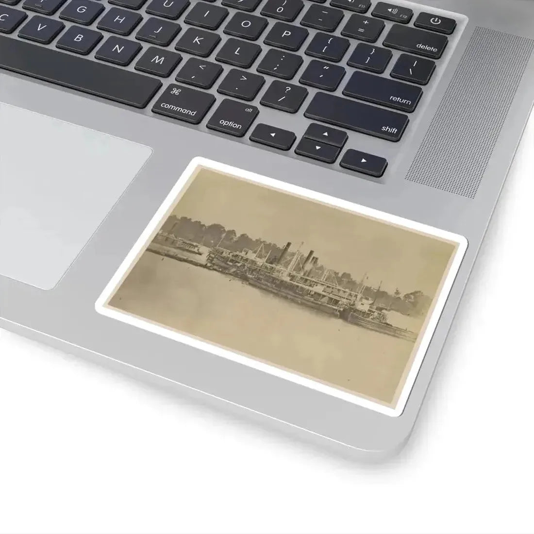 Cluster of Supply Boats at a Pontoon Bridge (U.S. Civil War) STICKER Vinyl Kiss-Cut Decal - The Sticker Space