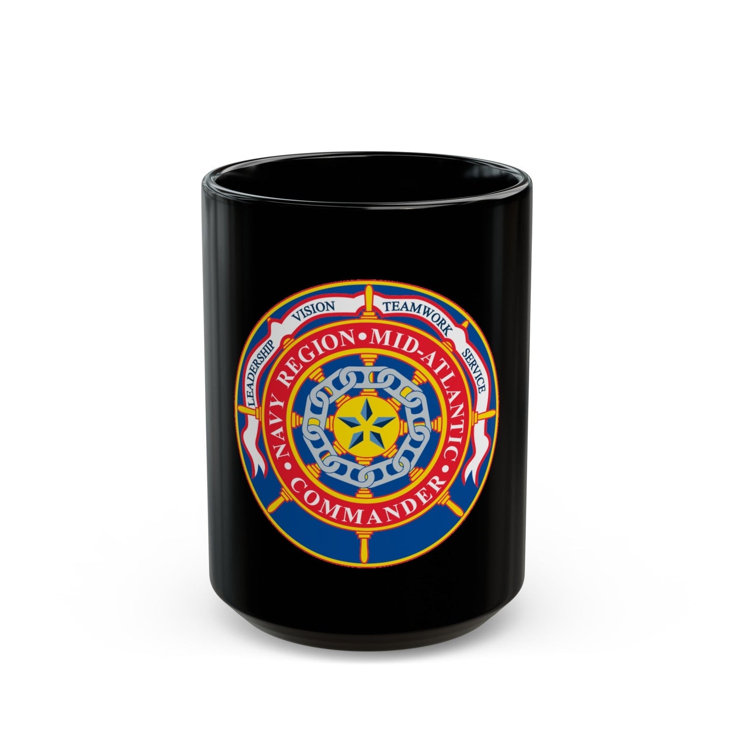 CMNDR Navy Region Mid Atlantic (U.S. Navy) Black Coffee Mug-15oz-The Sticker Space