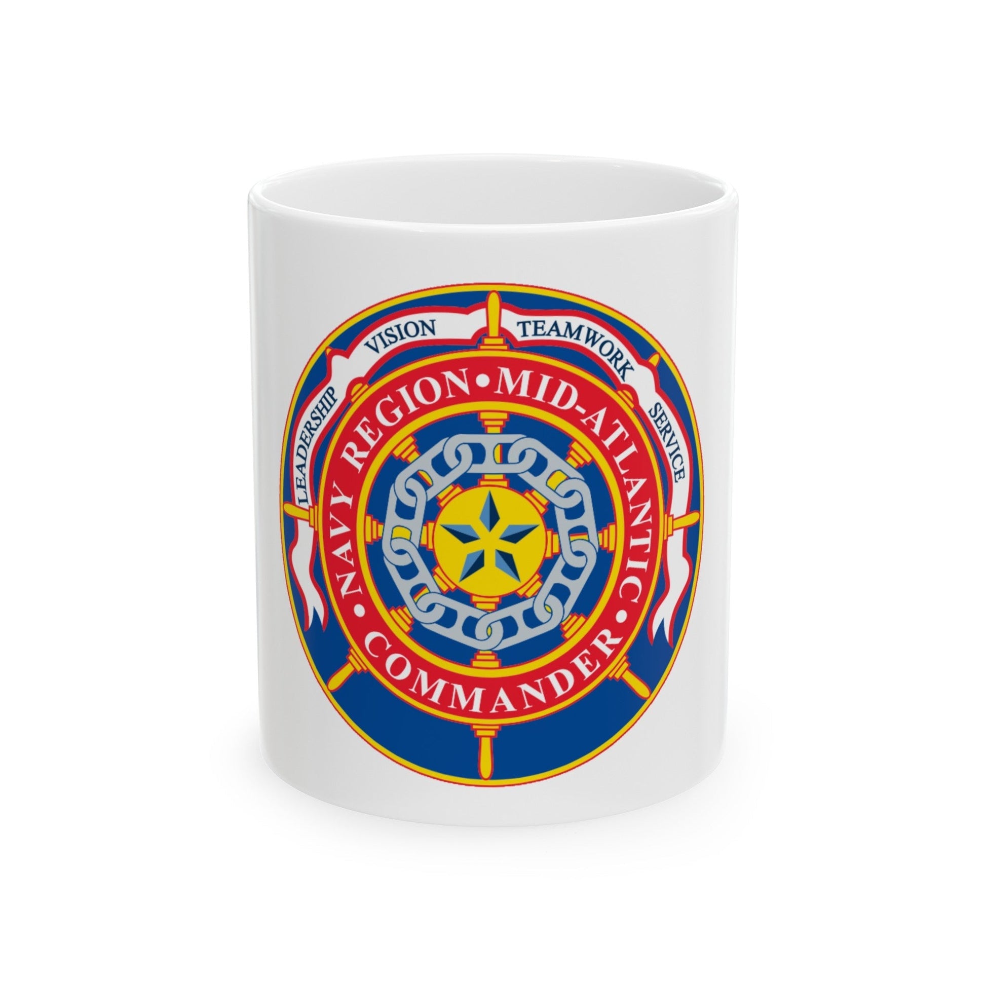 CMNDR Navy Region Mid Atlantic (U.S. Navy) White Coffee Mug-11oz-The Sticker Space