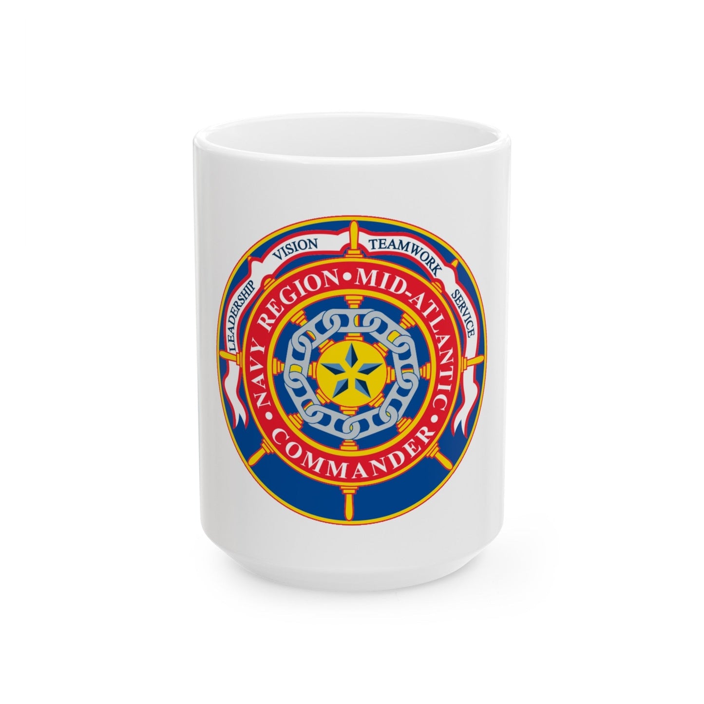 CMNDR Navy Region Mid Atlantic (U.S. Navy) White Coffee Mug-15oz-The Sticker Space