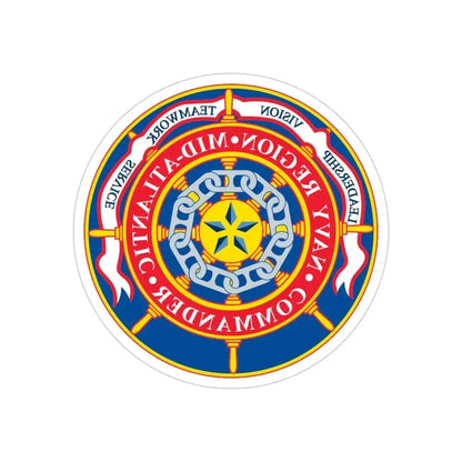 CMNDR Navy Region Mid Atlantic (U.S. Navy) REVERSE PRINT Transparent Die-Cut STICKER - The Sticker Space