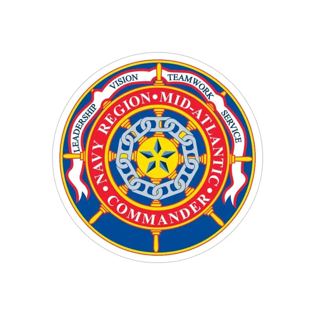 CMNDR Navy Region Mid Atlantic (U.S. Navy) Transparent STICKER Die-Cut Vinyl Decal 5 Inch Transparent - The Sticker Space