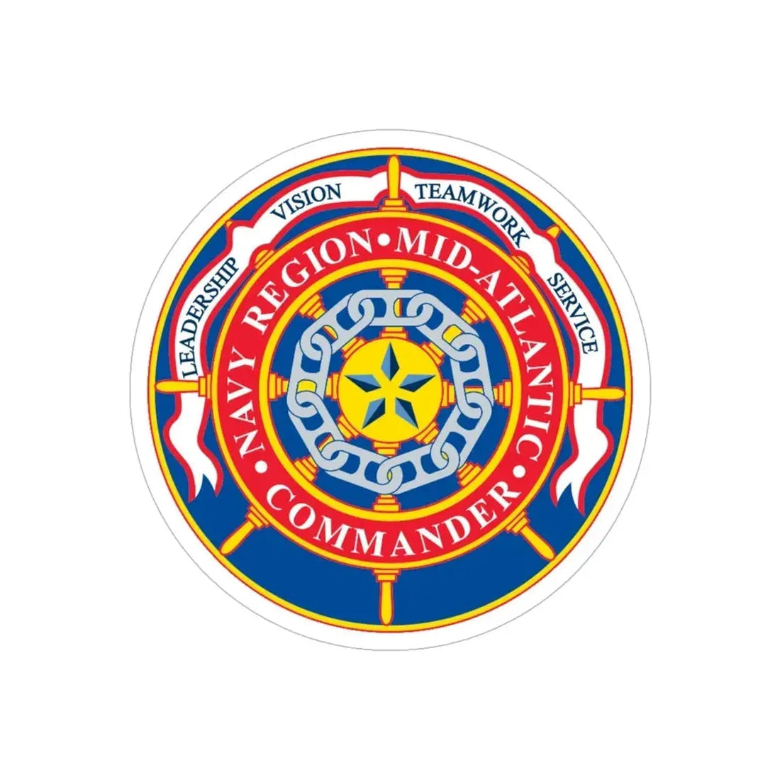 CMNDR Navy Region Mid Atlantic (U.S. Navy) Transparent STICKER Die-Cut Vinyl Decal 6 Inch Transparent - The Sticker Space