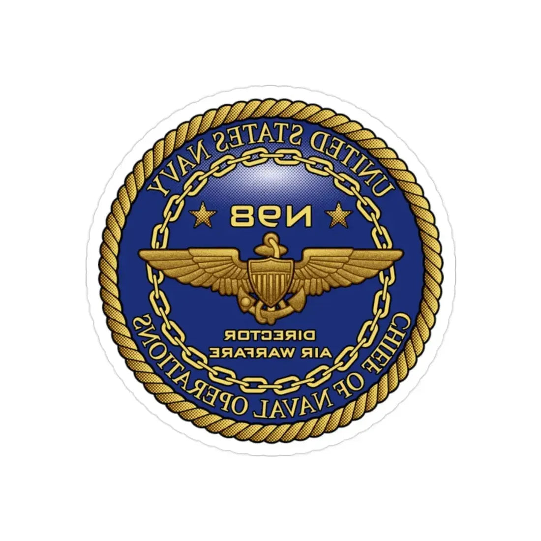 CNO Chief of Naval Operations N98 Dir Air Warfa (U.S. Navy) REVERSE PRINT Transparent Die-Cut STICKER 2 Inch Die-Cut Transparent - The Sticker Space