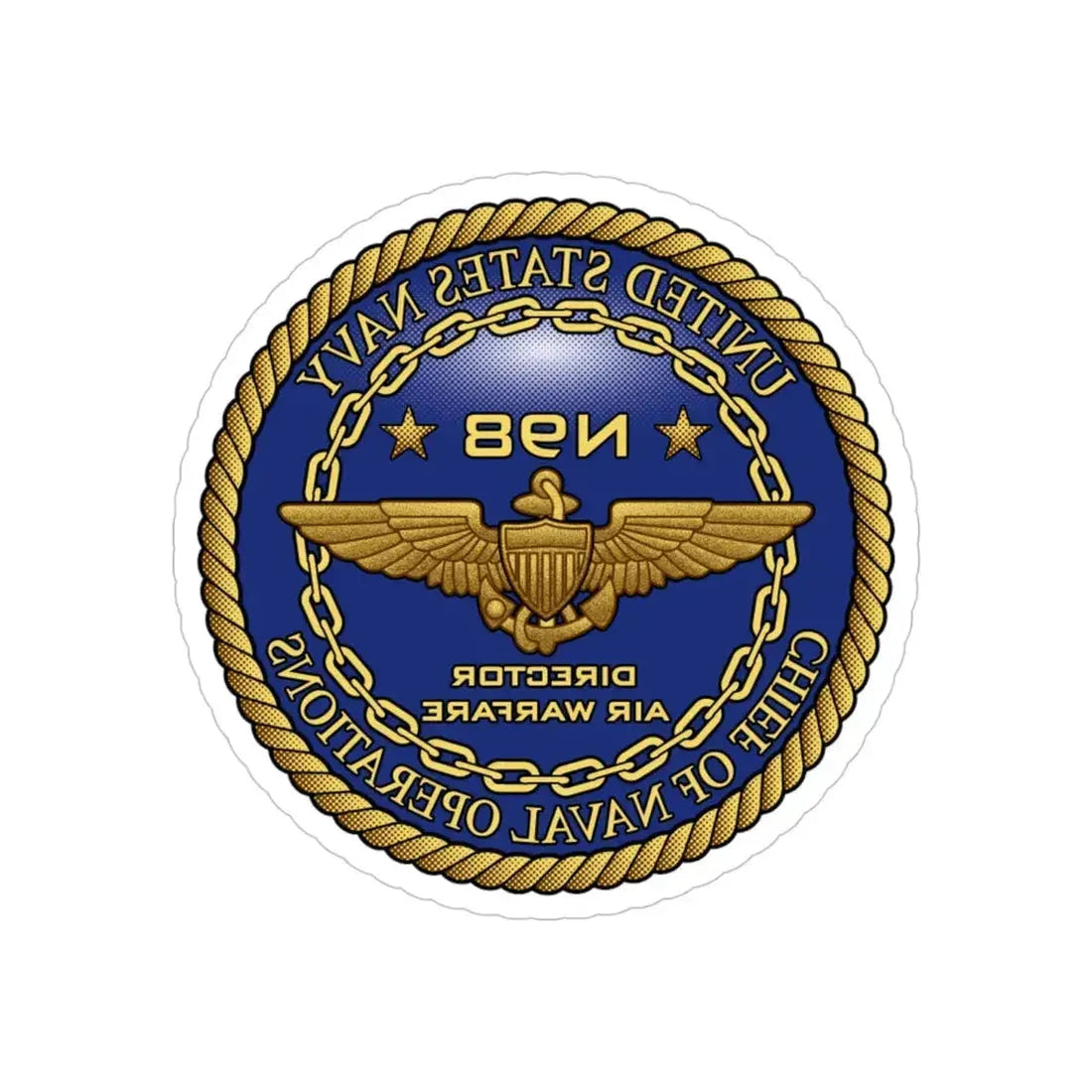 CNO Chief of Naval Operations N98 Dir Air Warfa (U.S. Navy) REVERSE PRINT Transparent Die-Cut STICKER 4 Inch Die-Cut Transparent - The Sticker Space