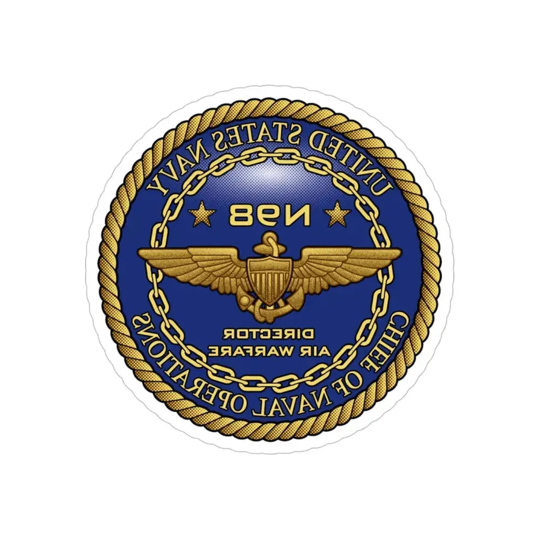 CNO Chief of Naval Operations N98 Dir Air Warfa (U.S. Navy) REVERSE PRINT Transparent Die-Cut STICKER 5 Inch Die-Cut Transparent - The Sticker Space