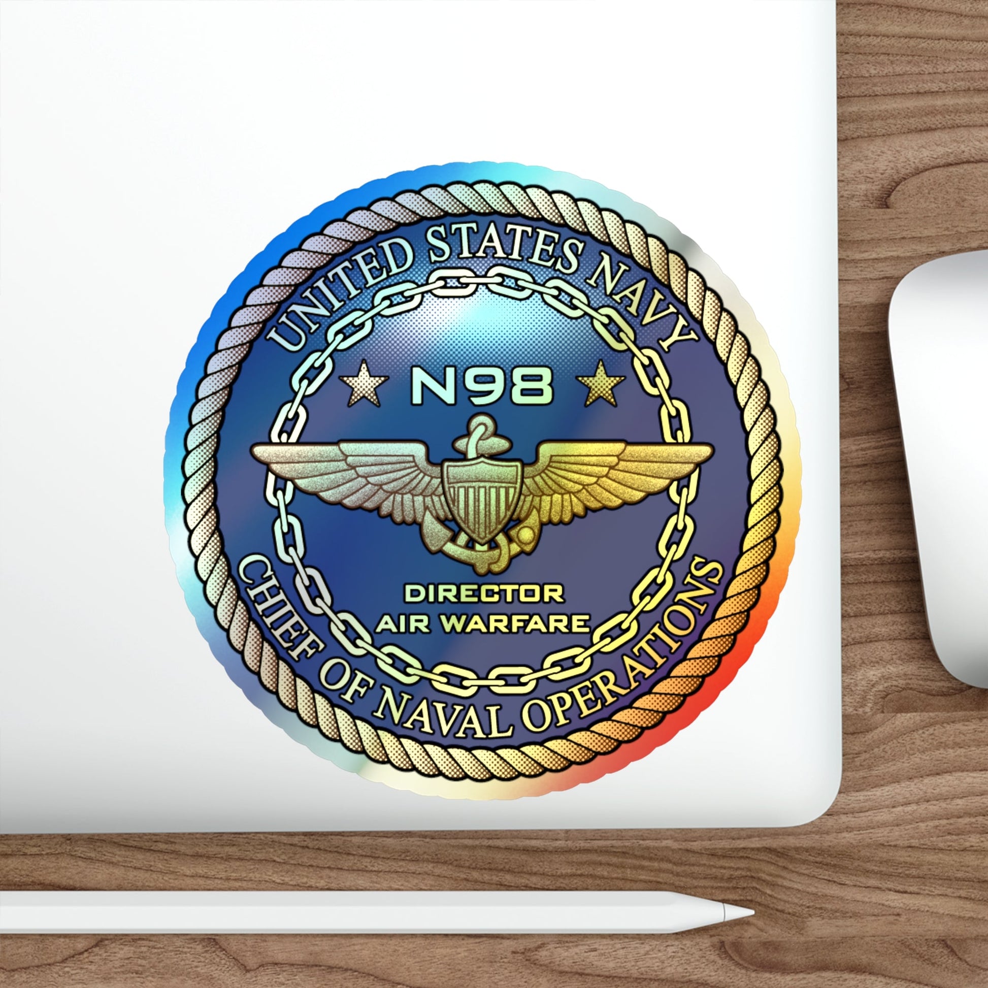 CNO Chief of Naval Operations N98 Dir Air Warfare (U.S. Navy) Holographic STICKER Die-Cut Vinyl Decal-The Sticker Space