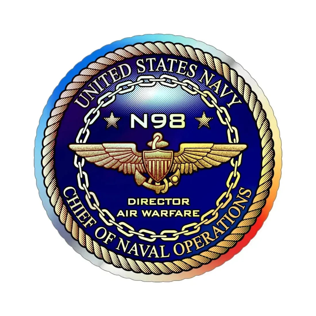 CNO Chief of Naval Operations N98 Dir Air Warfare (U.S. Navy) Holographic STICKER Die-Cut Vinyl Decal 5 Inch Holographic - The Sticker Space