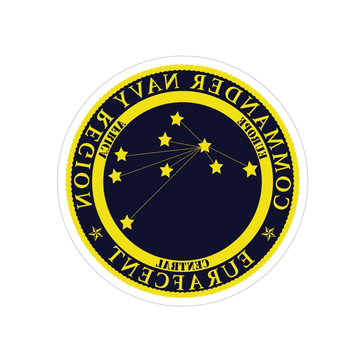 CNR EURAFCENT Commander Navy Region Europe Africa Central (U.S. Navy) REVERSE PRINT Transparent STICKER-3" × 3"-The Sticker Space