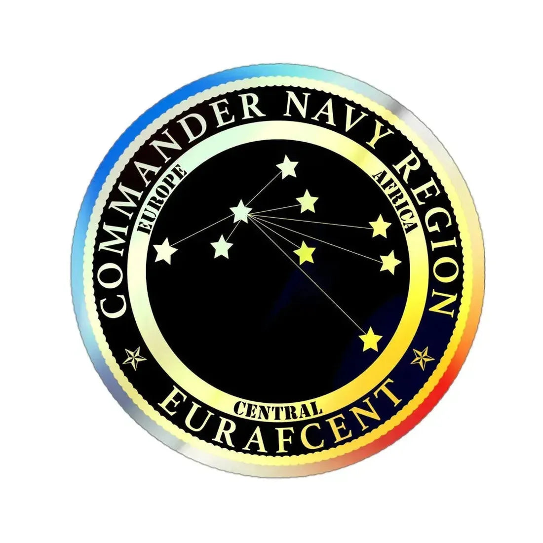 CNR EURAFCENT Commander Navy Region Europe Africa Central (U.S. Navy) Holographic STICKER Die-Cut Vinyl Decal 3 Inch Holographic - The Sticker Space