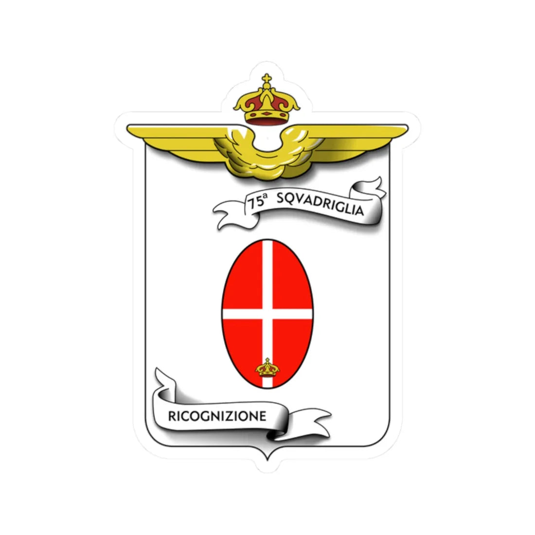 CoA 75 Squadriglia Ricognizione (Italy) (Coat of Arms) STICKER Vinyl Kiss-Cut Decal 2 Inch White - The Sticker Space