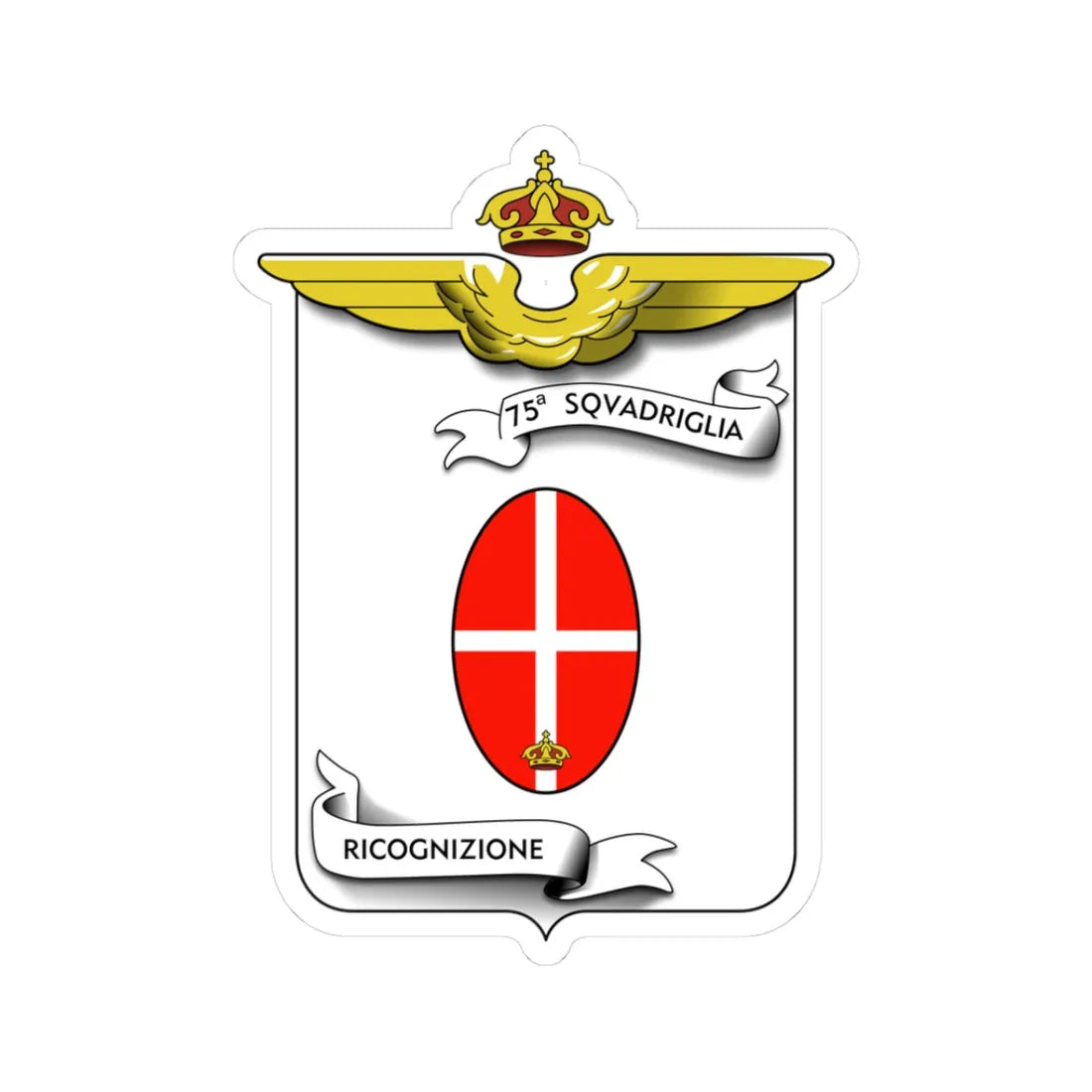 CoA 75 Squadriglia Ricognizione (Italy) (Coat of Arms) STICKER Vinyl Kiss-Cut Decal 3 Inch White - The Sticker Space