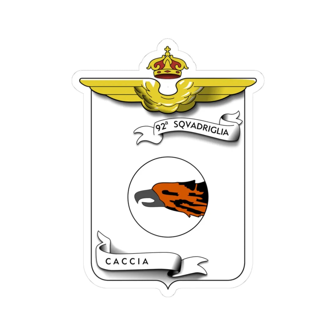 CoA 92 Squadriglia Caccia (Italy) (Coat of Arms) STICKER Vinyl Kiss-Cut Decal 3 Inch White - The Sticker Space