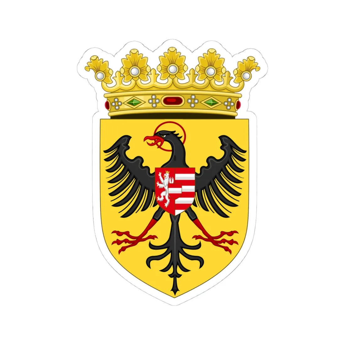 CoA Albert II of Habsburg Variant (Austria) (Coat of Arms) STICKER Vinyl Kiss-Cut Decal 4 Inch White - The Sticker Space