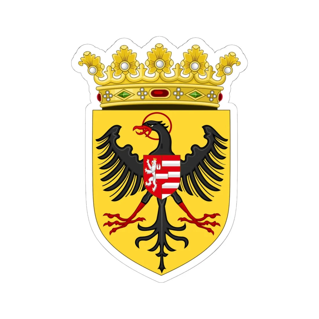 CoA Albert II of Habsburg Variant (Austria) (Coat of Arms) STICKER Vinyl Kiss-Cut Decal 6 Inch White - The Sticker Space