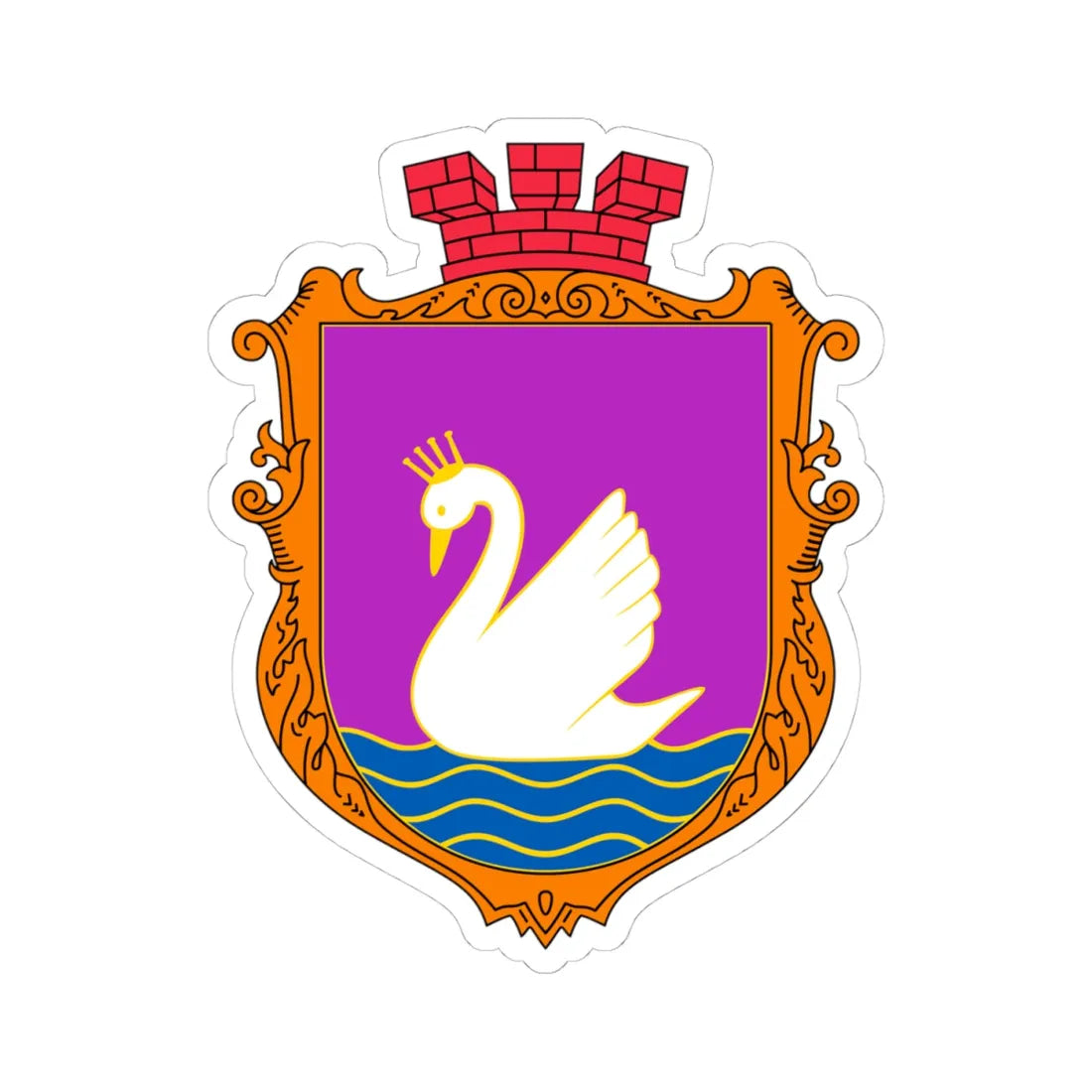 COA Bilohorodka Kyivska Ukraine UHT (Ukraine) (Coat of Arms) STICKER Vinyl Kiss-Cut Decal 4 Inch White - The Sticker Space