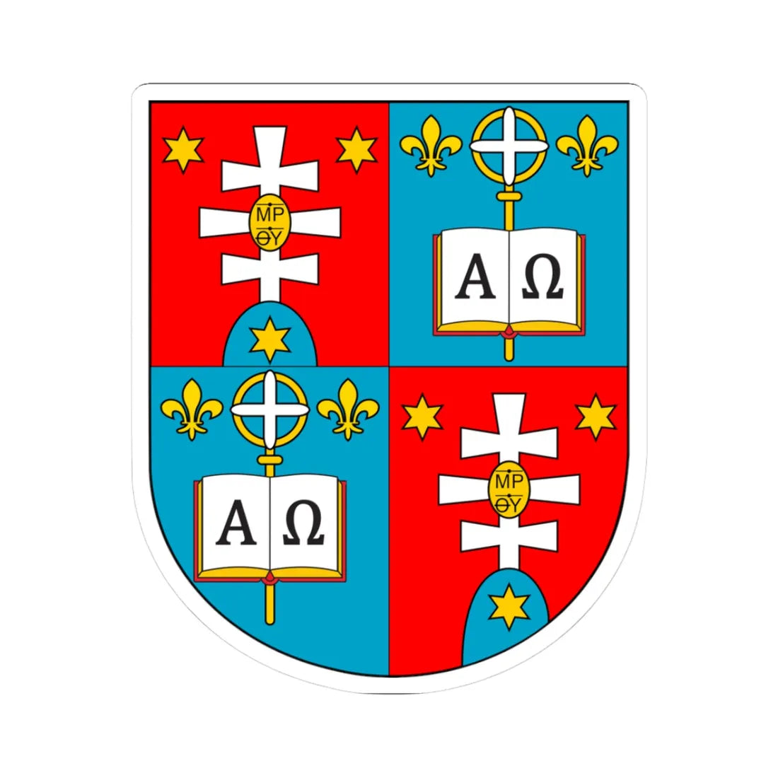 COA bishop UA Sasik Milan (Ukraine) (Coat of Arms) STICKER Vinyl Kiss-Cut Decal 3 Inch White - The Sticker Space