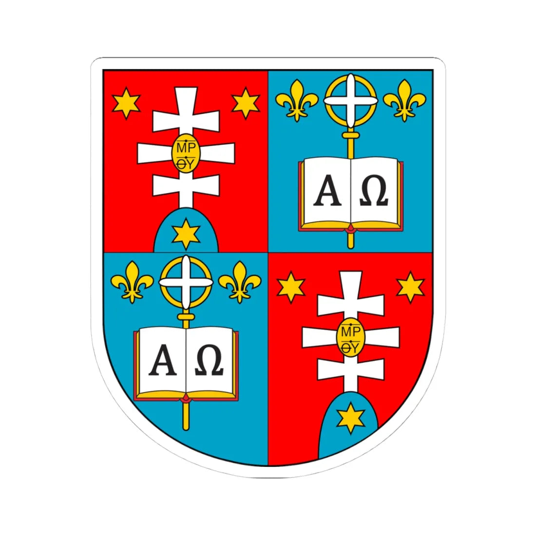 COA bishop UA Sasik Milan (Ukraine) (Coat of Arms) STICKER Vinyl Kiss-Cut Decal 4 Inch White - The Sticker Space